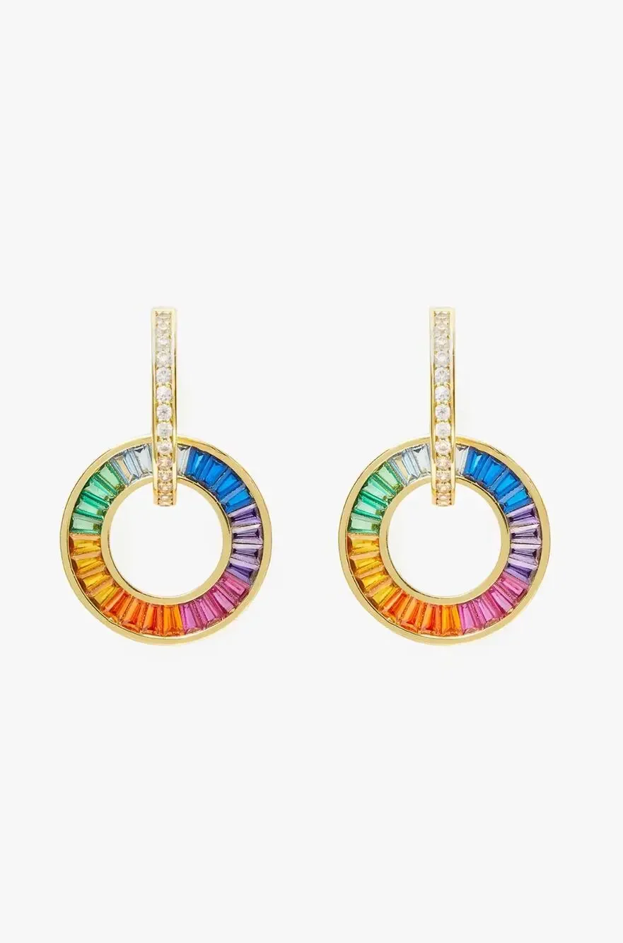 Kate Spade Rainbow Joy Drop Crystal Huggies Earrings